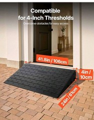 4″ Rise Rubber Threshold Ramp Door Ramp Curb Ramp with 3 Channels Cord Driveway