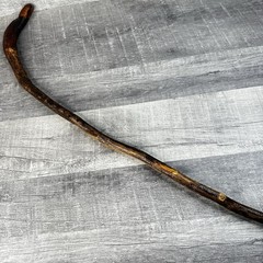 Natural Hardwood Walking Stick Cane Rustic Handcrafted Hiking Staff 33 Inch Bark