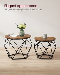Vasagle Small Coffee Table Set Of 2 Round Coffee Table Steel Frame Side End