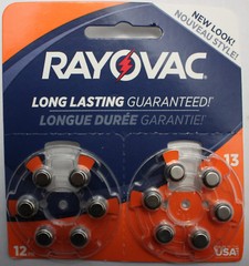Rayovac (Made in USA) 11 PACKS of 12 (132) Hearing Aid Batteries Size 13