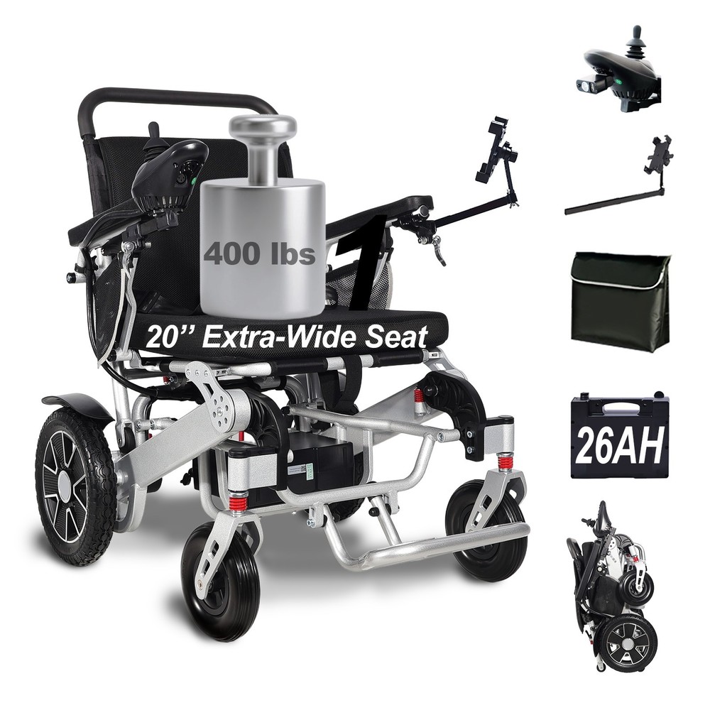 CHINFREAN 20“ Seat Width 400lbs Capacity 700W Dual Motor Electric Wheelchair