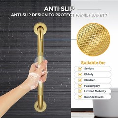 Heavy Duty 36″ Gold Grab Bars for Shower – 2pk, 500lb Capacity, Stainless