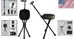 Portable Folding Walking Stick with Seat – 440 lbs Capacity & Adjustable Height