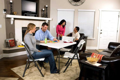 280228 37-Inch Square Fold-In-Half Table, White Granite Top with Gray Frame