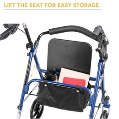 Drive Medical Four Wheel Rollator Rolling Walker with Fold Up Removable Back Sup