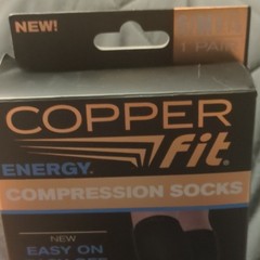 Copper Fit Energy Compression Socks S/M Copper Infused Graduated Compression Bl…