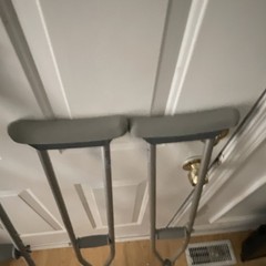 Cypress & Guardian Adjustable Aluminum Standard Adult Crutches Silver Gray Pads