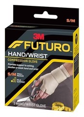 Compression Glove Mild Support Aching Weak Hands Wrists S/M Beige Adjustable