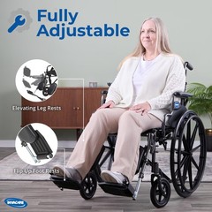 Invacare Folding Wheelchair with 20″ Seat, Legrest, Footrests- Black