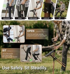 Large STEP2GOLD Ta-Da Chair Series 2 PRO MAX – Walking Cane w Seat Up To 400 Lbs