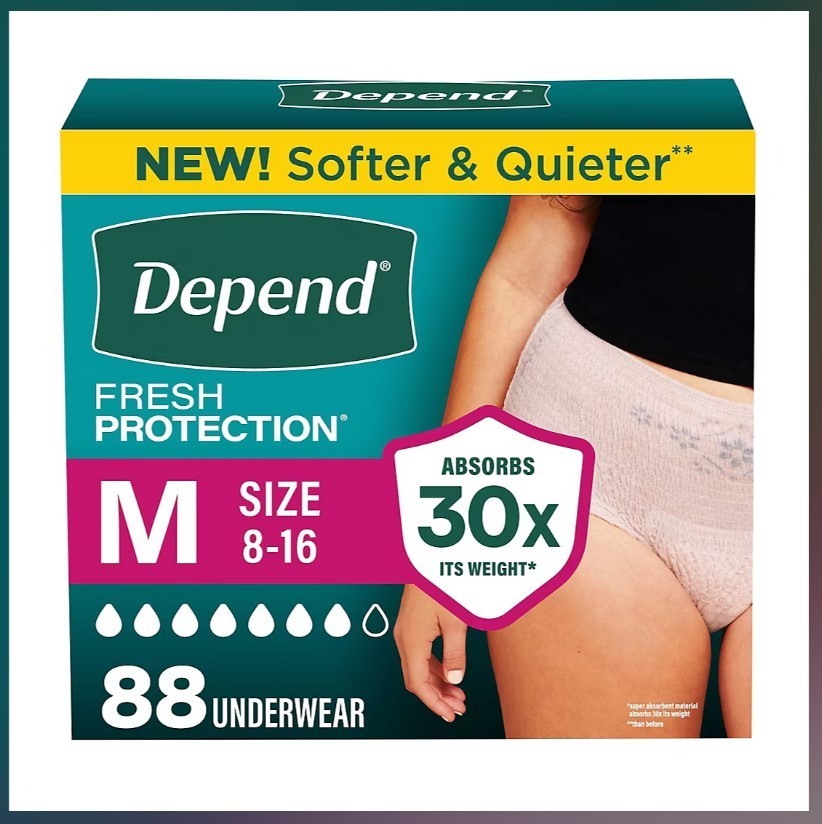 Depend Fresh Protection Bladder Leak Protection for Women – Size: M – 88 count