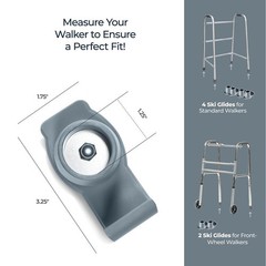 Walker skis Glides for Folding Walkers 4 Pack Accessories Gray