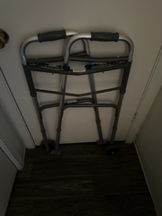 Foldable Adjustable Height 2-Wheel Walking Frame Walker, Indoor, Gray
