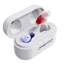 1 Pair Rechargeable Hearing Aids Mini Hearing Amplifier L+R w/ Charger Case