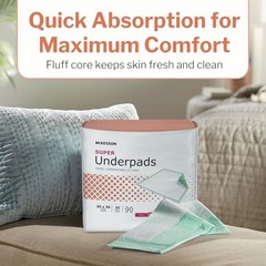McKesson Super Underpads, Moderate Absorbency, 30 x 30 in, 100 ct