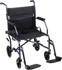 Folding Lightweight Transport Wheelchair with Secure Belt & Pneumatic Wheels