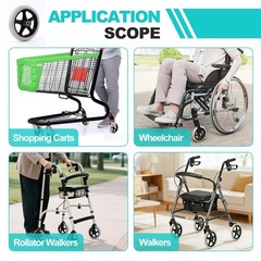 2Pcs 6 Inch Solid Wheelchair Replacement Wheels Rubber 6 inches, Grey