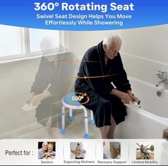 360° Swivel Shower Seat, FSA/HSA Eligible,6-Height Adjustable Bath Stool Non Sli