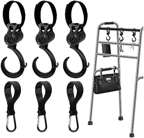 6Pcs Hooks for Walker Rollator Wheelchair Stroller Basket Ttray Accessories for