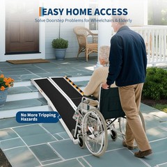2/3/4/5/6/7/8/FT Home Wheelchair Ramp Non-Skid Folding Aluminum Ramps Steps