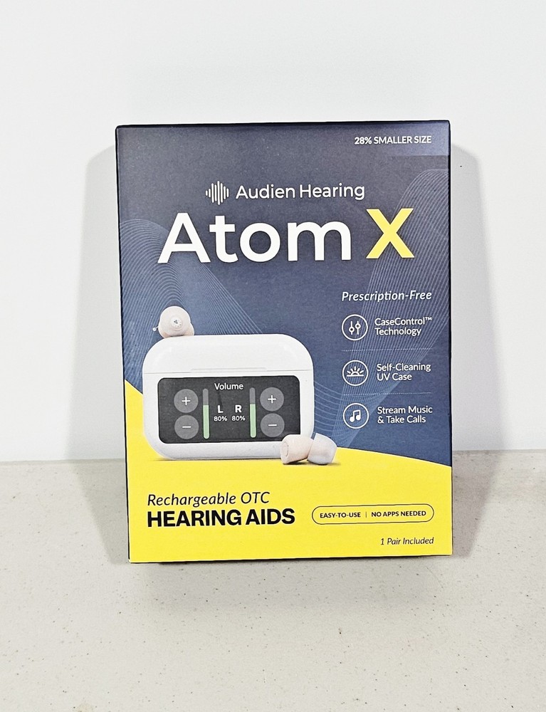 BRAND NEW Audien Hearing ATOM X -Rechargeable OTC Hearing Aids BLUETOOTH