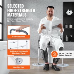 VEVOR Raised Toilet Seat 19.3″-25.2″ 350 lbs Adjustable Universal Toilet Riser