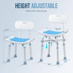 16.5 In. W Heavy Duty Anti-Slip Adjustable Medical Aluminum Shower Chair in Blue