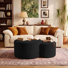 Bshomgi Boneless Ottoman Nesting Coffee Table Set Of 2Corduroy Soft Foot Rest