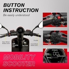 4-Wheel Heavy Duty Electric Mobility Scooter 800W for Senior & Adult 500lbs Red
