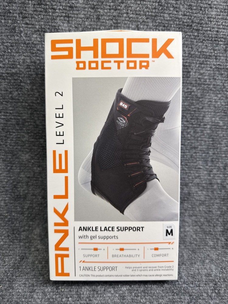 Shock Doctor Level 2 Ankle Lace Support w/ Gel Supports Medium New