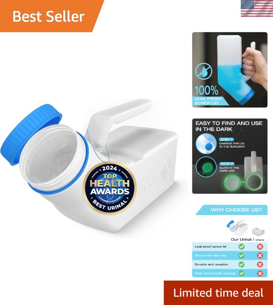 Ergonomic 32oz Men’s Urinal with Glow-in-the-Dark Lid – Perfect for Elderly