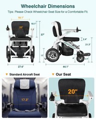 Electric Wheelchairs for Adults 400 LB Capacity, Airline Approved, 20″ Wide Seat