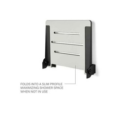 Seachrome 18 inch Silhouette Slimline Folding Wall Mount Shower Bench Seat, L…