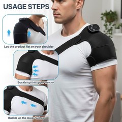 Cordless Shoulder Heating Pad, Heated Shoulder Brace with Vibration, Shoulder