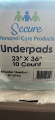 Secure Personal Care Underpads 23″ X 36″ Lot Of 3 PACKS =30 Pads Sealed