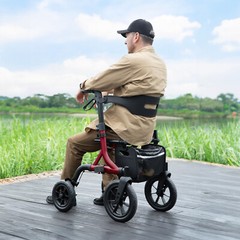 All-Terrain Rollator Walker with Non-Pneumatic Tire 12” Front Rubber Wheels USA