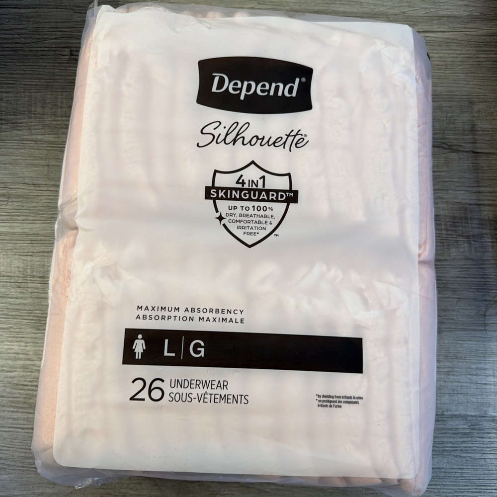Depend Silhouette Incontinence & Postpartum Underwear Large 26 Count