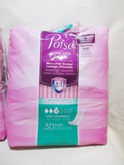 Poise Pads Regular Length 46 Count (18) Moderate + (28) Light Absorbancy OPENED