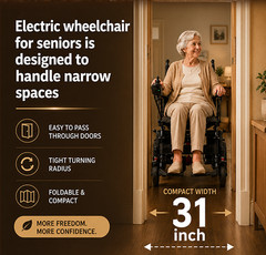 Lightweight Folding All Terrain Electric Wheelchair 500W Power For All Ages