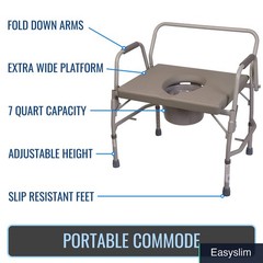 Bedside Commode Chair, Portable Toilet, 500 lb Capacity, 19-23 Inch
