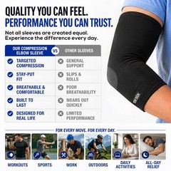SB SOX Compression Elbow Brace (Pair) – Great Support Large, Solid – Black