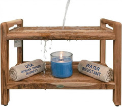 Elegant 24″ Waterproof Teak Wood Shower Bench for Safety and Storage