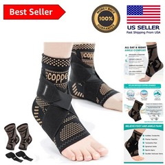 Lightweight Copper Ankle Brace – 2 Pack for Sports & Everyday Use, Large Size