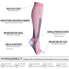 Compression Socks for Women Wide Calf 20-30 mmHg XX-Large Pink+blue+purple