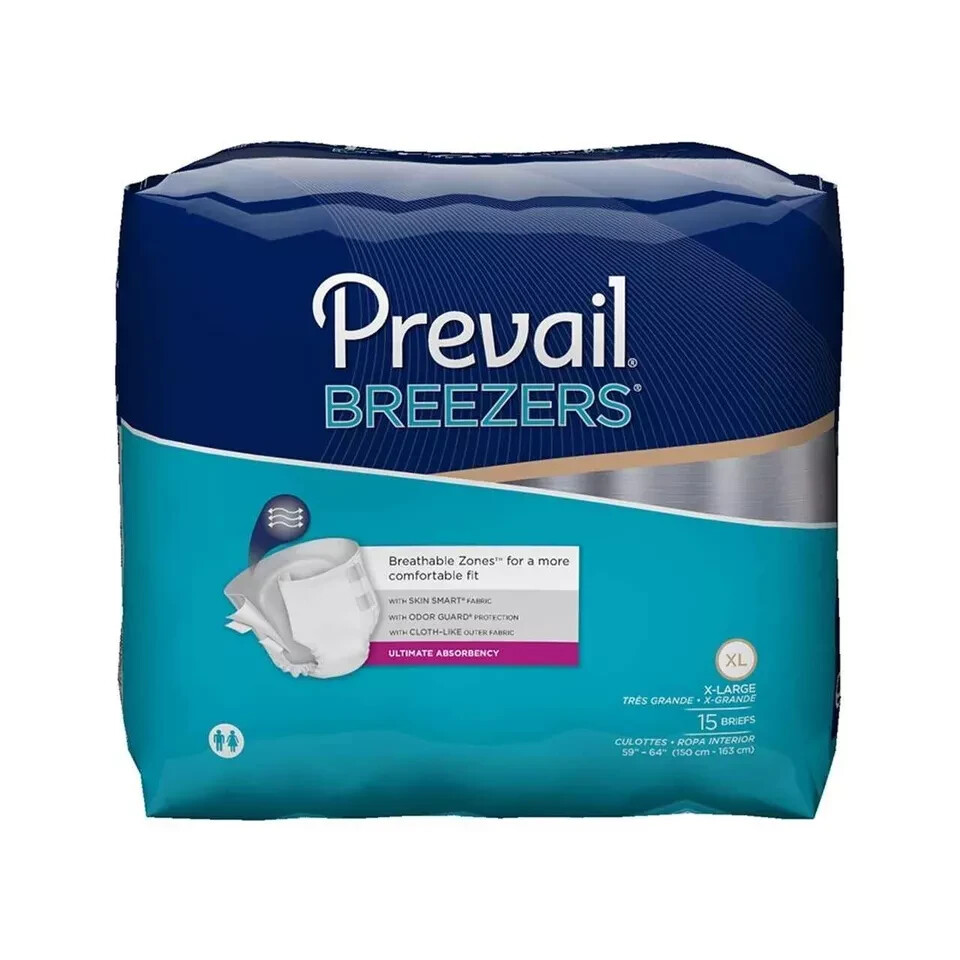 Prevail Breezers Ultimate Absorbency Incontinence Briefs, Extra Large, 15-Count