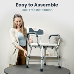 PELEGON Shower Chair for Elderly and Disabled 450lb Dark Blue, Blue