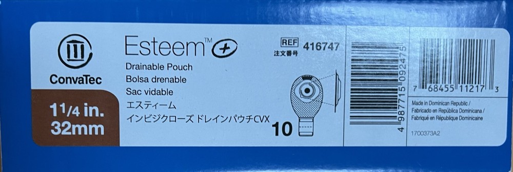 416747 ConvaTec – Ostomy Pouch Esteem 12 Inch Length 1-1/4 Inch – Exp 2028