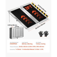 1. 2FT 800LBS Aluminum Folding Wheelchair Ramp Non Slip for Home Steps Doorway