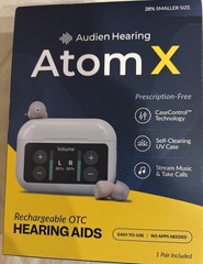Audien Hearing Atom X ITE Rechargeable Hearing Aids Stream Calls/Music w/ Case