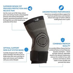 Medium Compression Elbow Sleeves with Strap – Tennis & Golf Pain Relief, 2-Pack
